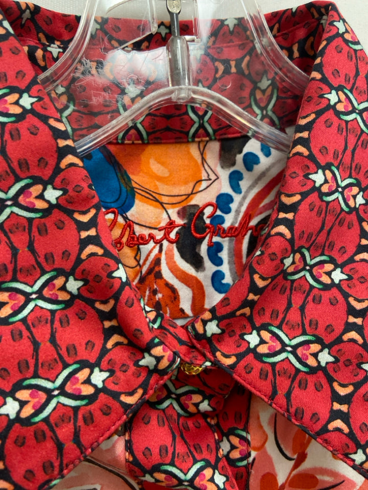 NWT Robert Graham Size S White Red/Blue Floral Ladies Dress