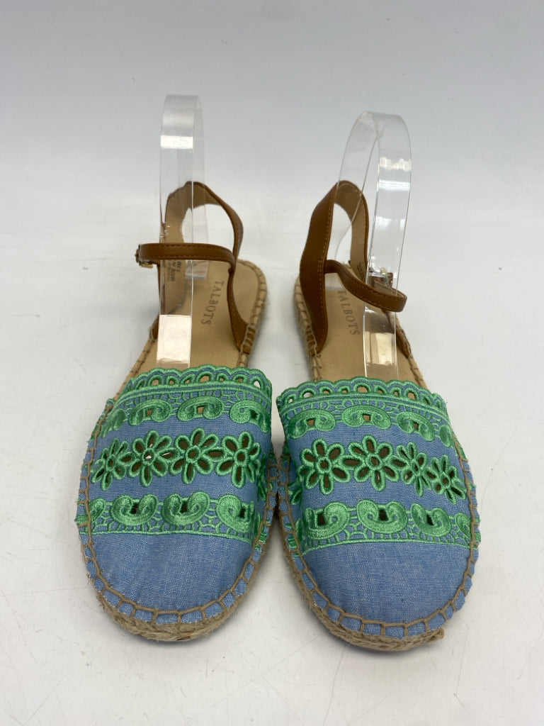 Talbots  Size 8.5 Blue Green Eyelet Sandals
