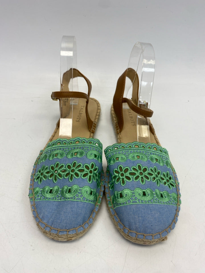Talbots  Size 8.5 Blue Green Eyelet Sandals