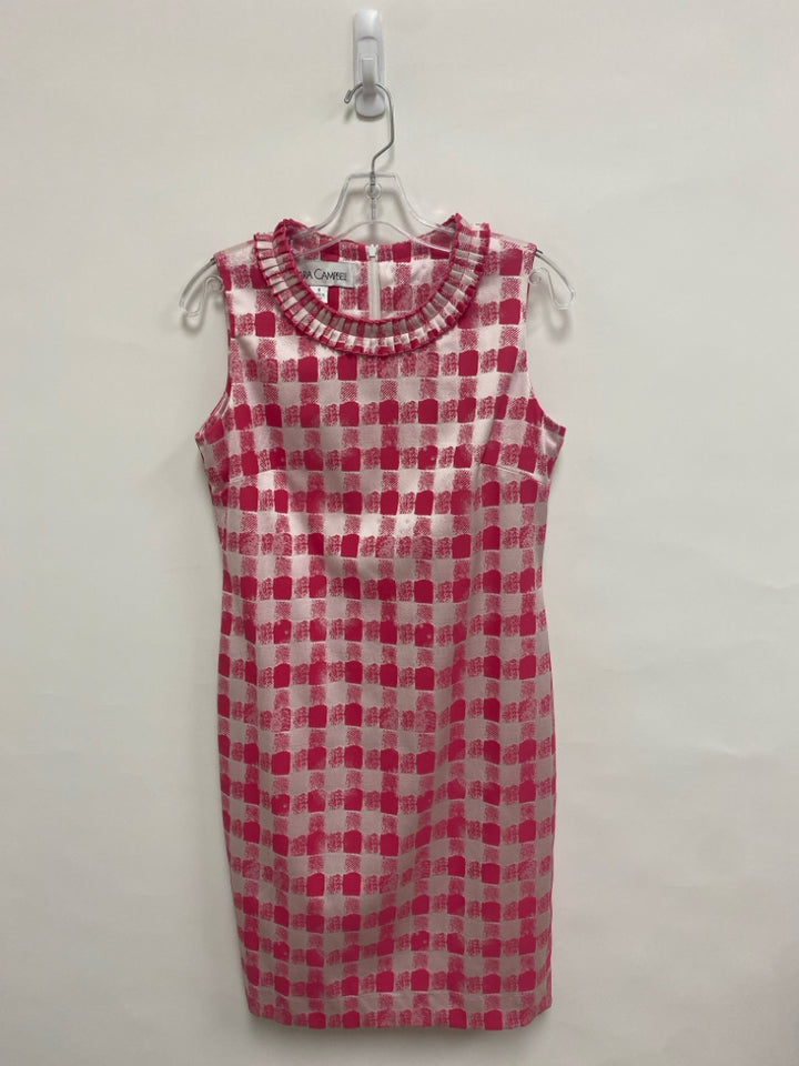 Size 8 Pink White Checkered Sleeveless Ladies Dress