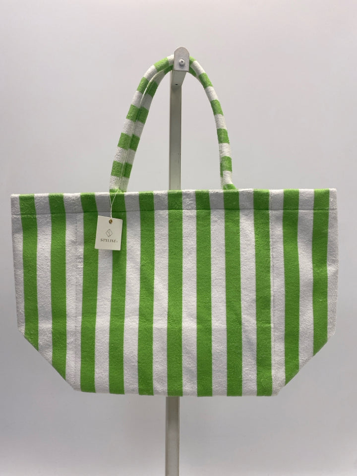 NWT White Green Stripe(s) Tote Bag