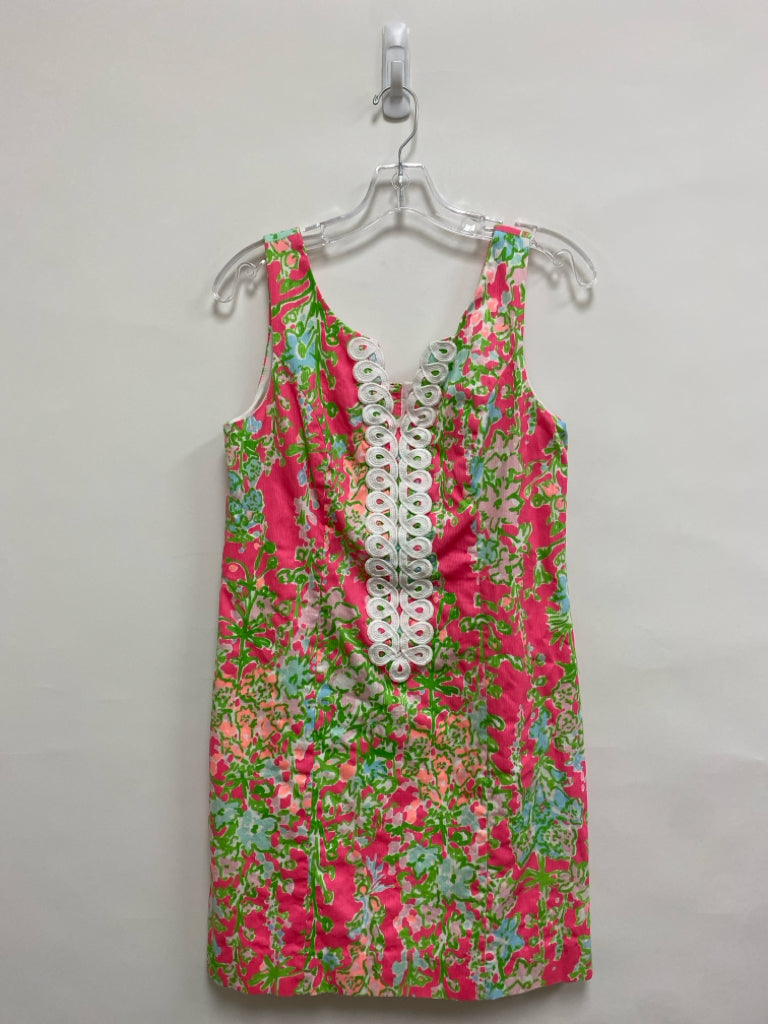LILLY PULITZER Size 4 Hot Pink Green/Blue Sleeveless Ladies Dress