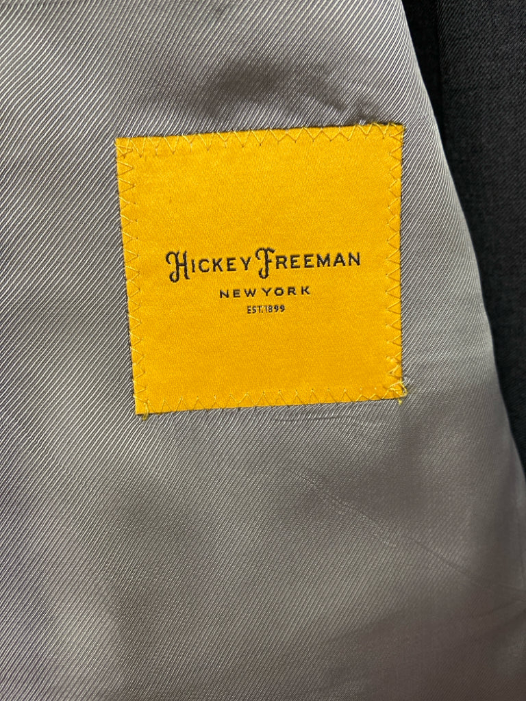 Hickey Freeman Size 48 Charcoal Wool Men&