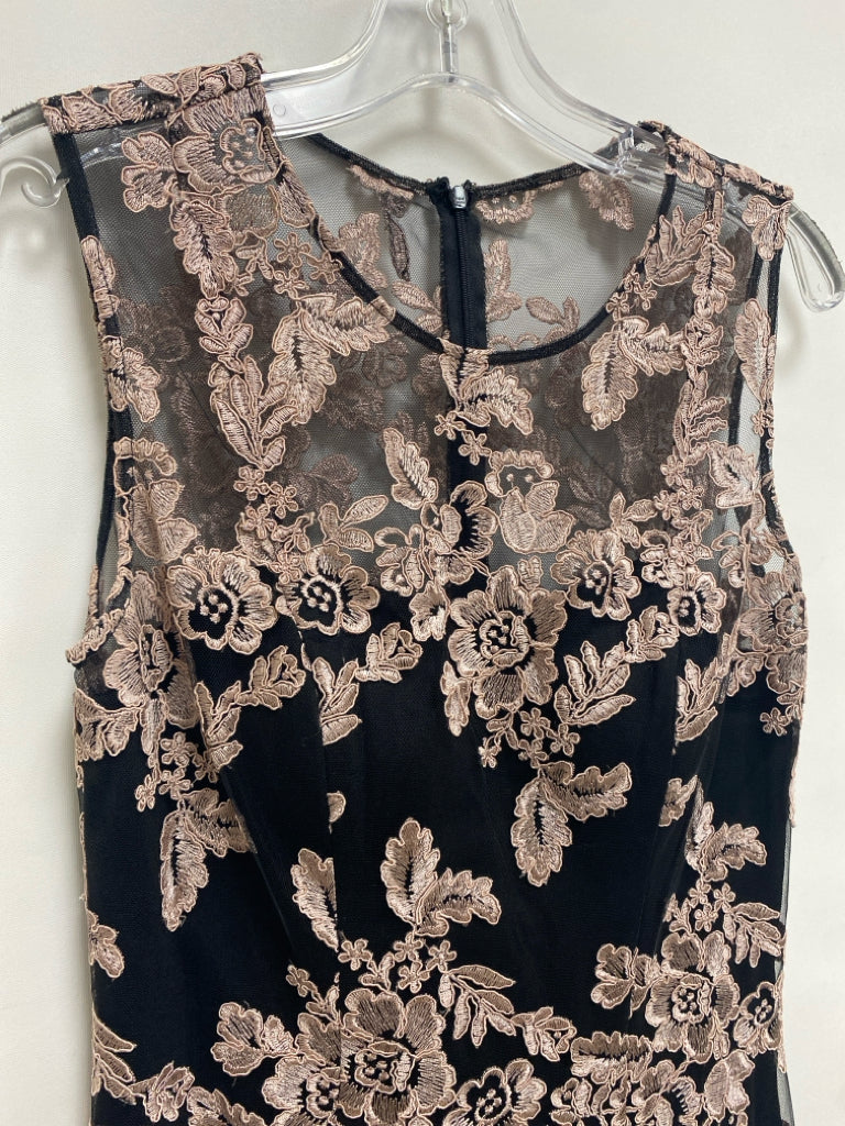 hithero Size 6 Black Pale Pink Lace Sleeveless Ladies Dress