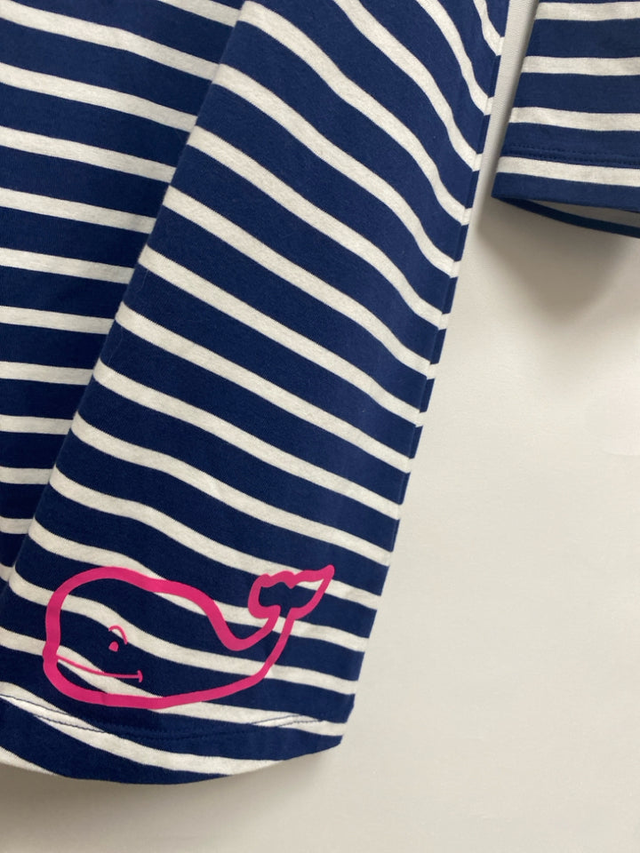NWT Vineyard Vines SIZE 10/12 Navy White Stripes Long Sleeve Girl&