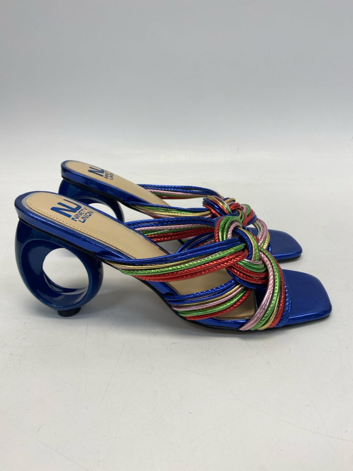 NWOT  Size 10 Royal Blue Multi-Color Braided Sandals