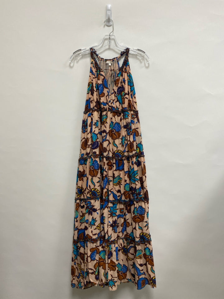 love the label Size M Peach Brown/Multi Floral Maxi Ladies Dress