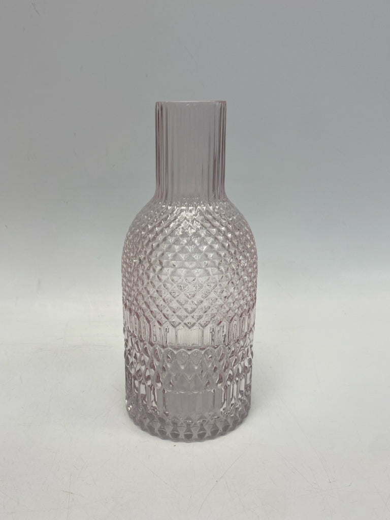 Clear Lavender Diamond Cut Glass Vase