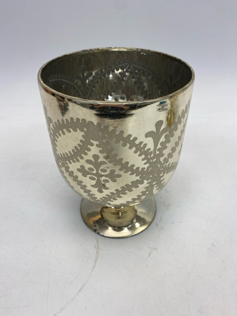 Silver/Gold Print Mercury Glass Candleholder(s)