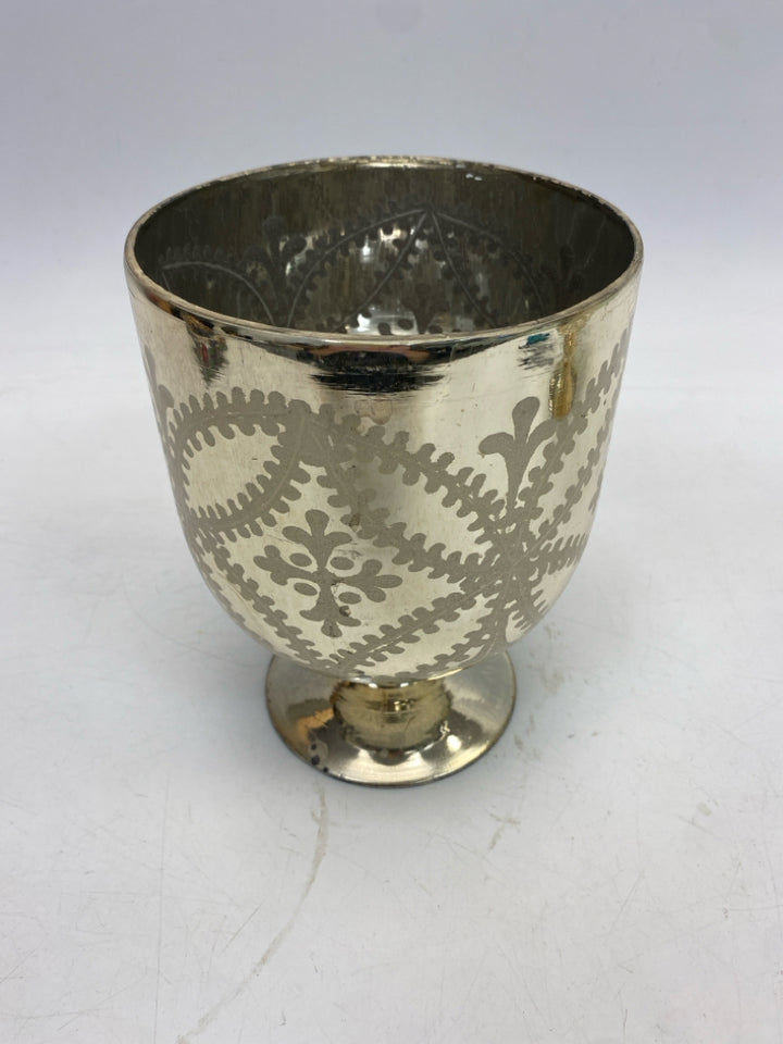 Silver/Gold Print Mercury Glass Candleholder(s)