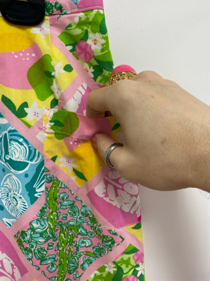LILLY PULITZER Size M Pink Green/Multi Patches Ladies Skirt