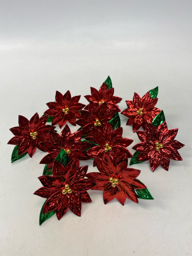 Red/Green Poinsettia Metal Christmas