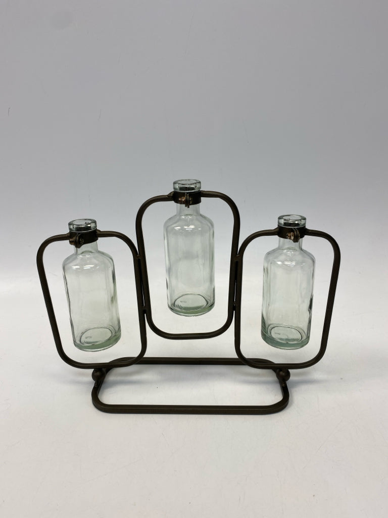 Bronze Clear Metal/Glass Vase
