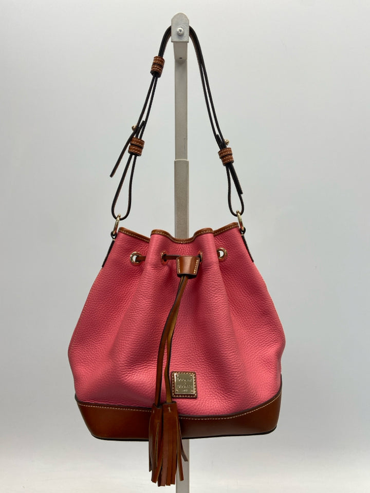 Dooney &amp; Bourke Pink Brown Drawstring(s) Handbag
