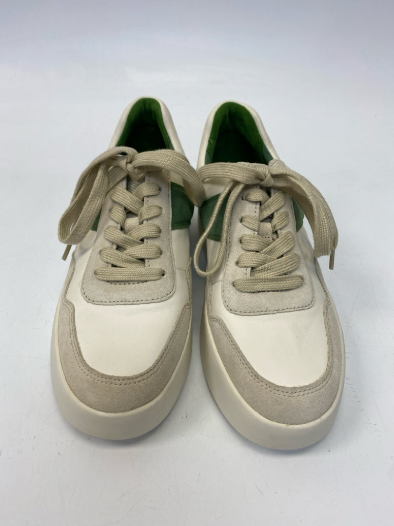 NWT VINCE.  Size 5 Cream Green Lace-up Sneakers