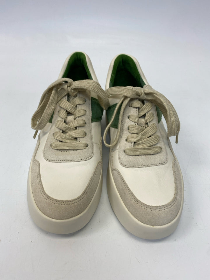 NWT VINCE.  Size 5 Cream Green Lace-up Sneakers