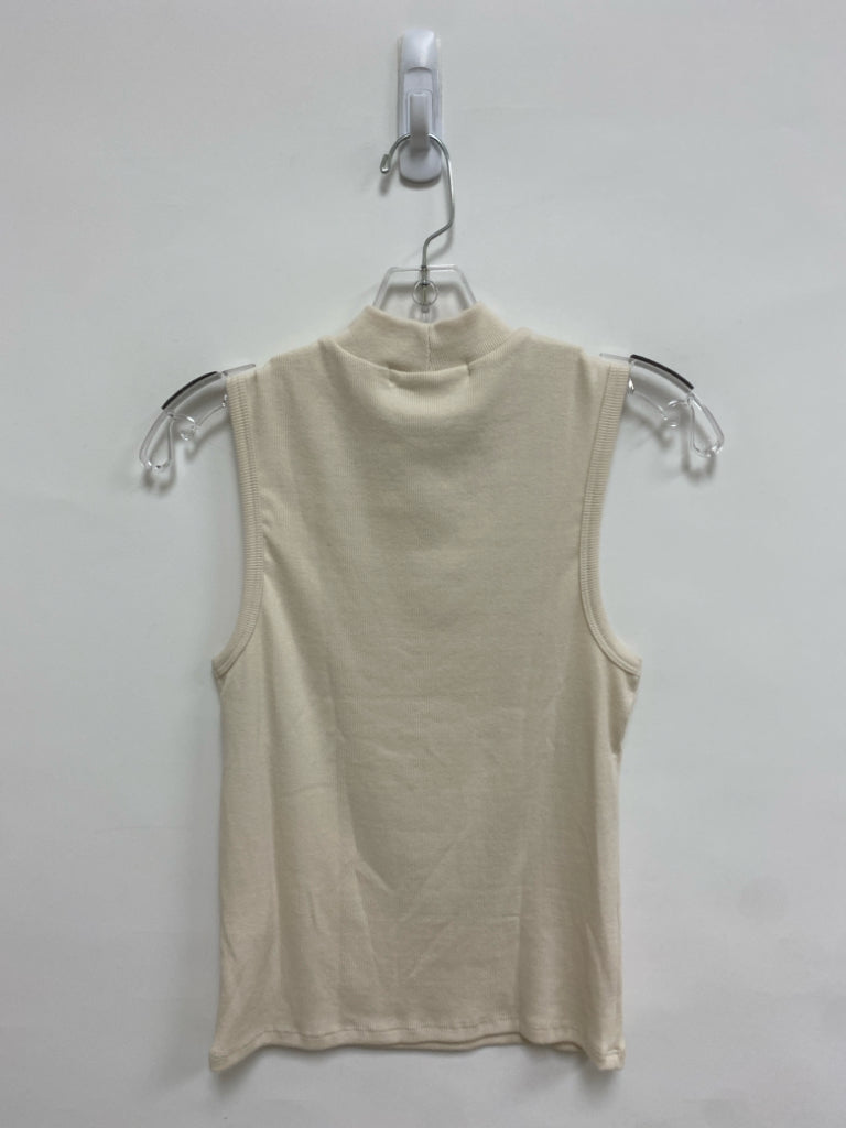 NWT perfectwhitetee Size L Cream Ribbed Sleeveless Ladies Top