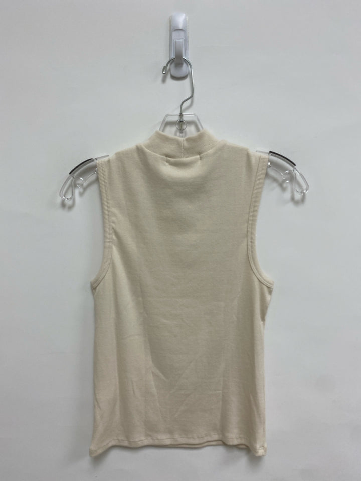 NWT perfectwhitetee Size L Cream Ribbed Sleeveless Ladies Top