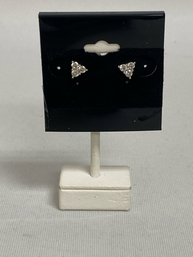 Silver Clear Triangle Earrings