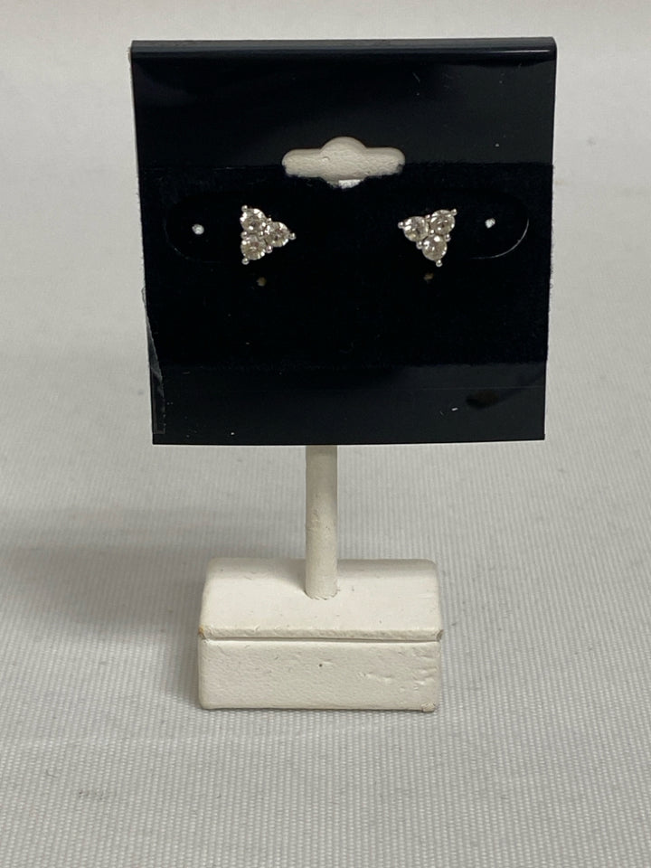 Silver Clear Triangle Earrings