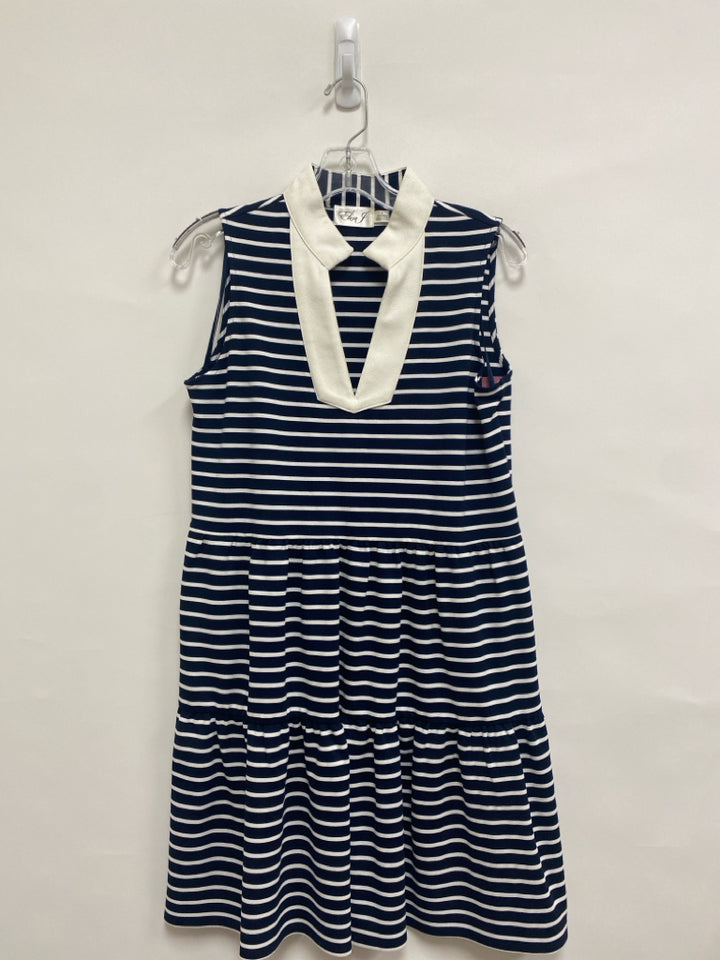 Eliza J Size S Navy/White Stripes Sleeveless Ladies Dress
