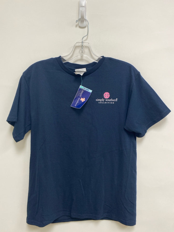 NWT Simply Southern SIZE L Navy White/Pink Logo Girl&