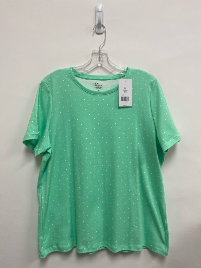 NWT Kim Rogers Size XL Mint Green White Polka Dot Ladies Top