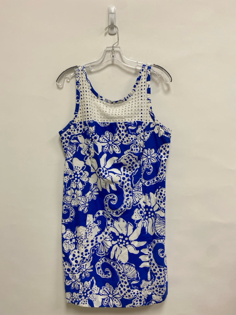 LILLY PULITZER Size 12 Blue/White Seahorse Sleeveless Ladies Dress