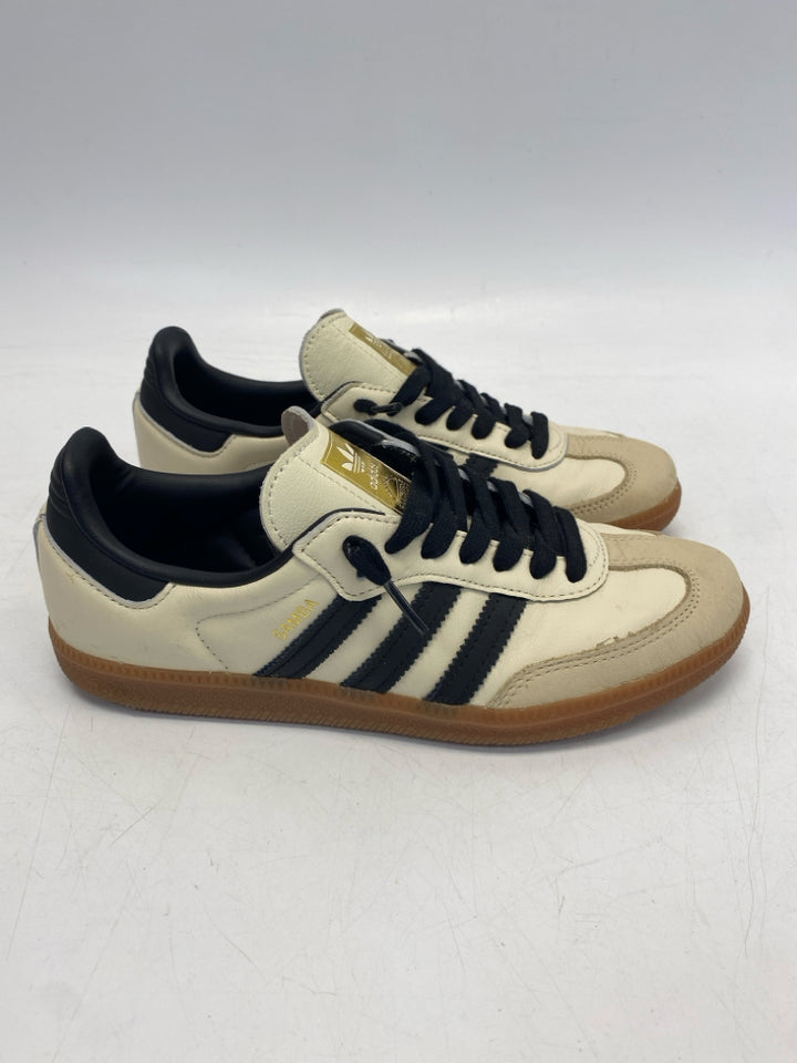 Adidas US Shoe Size 6.5 Tan/Blk Cream Lace-up Sneakers