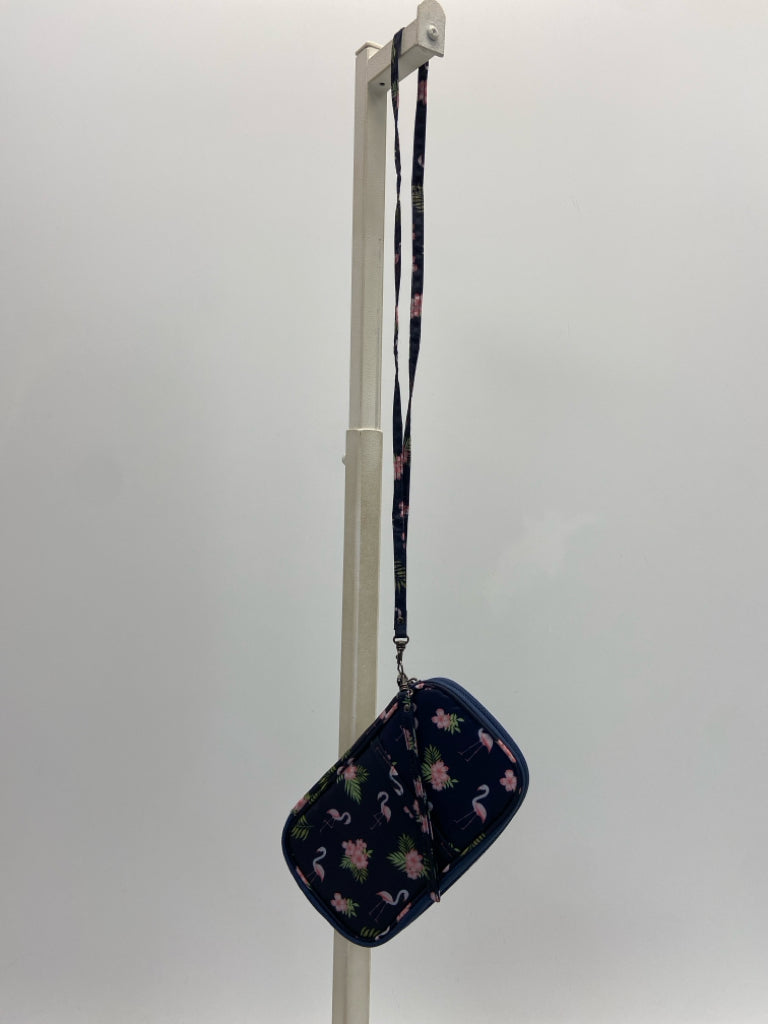 Navy Pink Flamingo(es) Wristlet