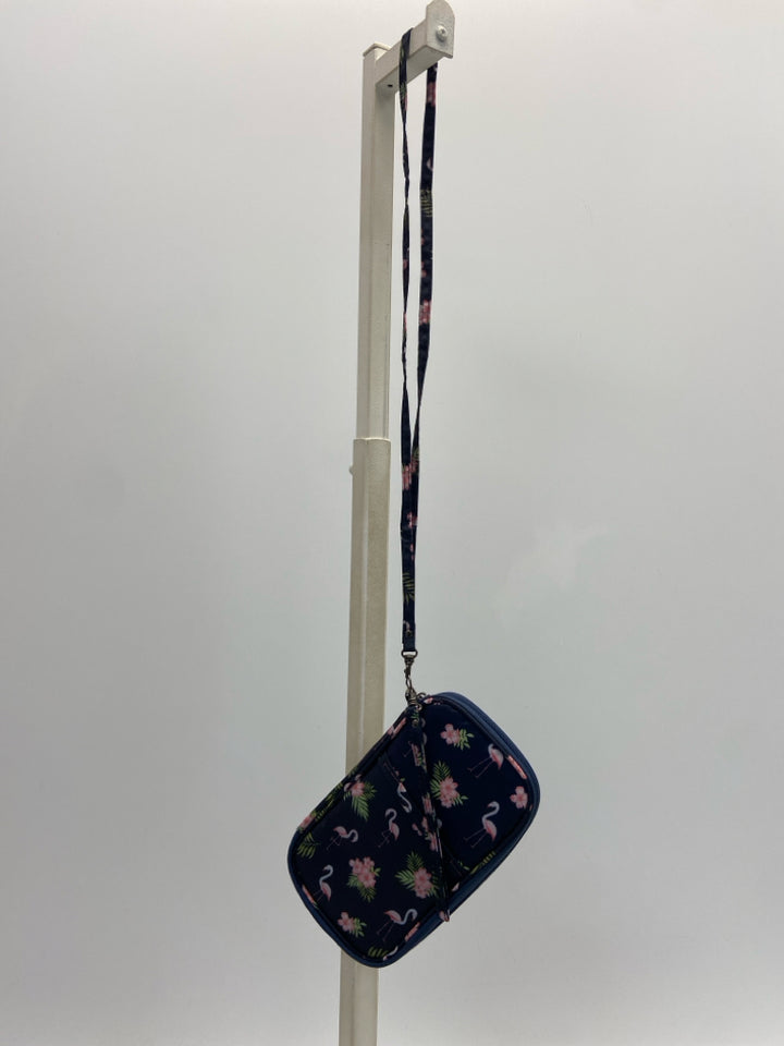 Navy Pink Flamingo(es) Wristlet