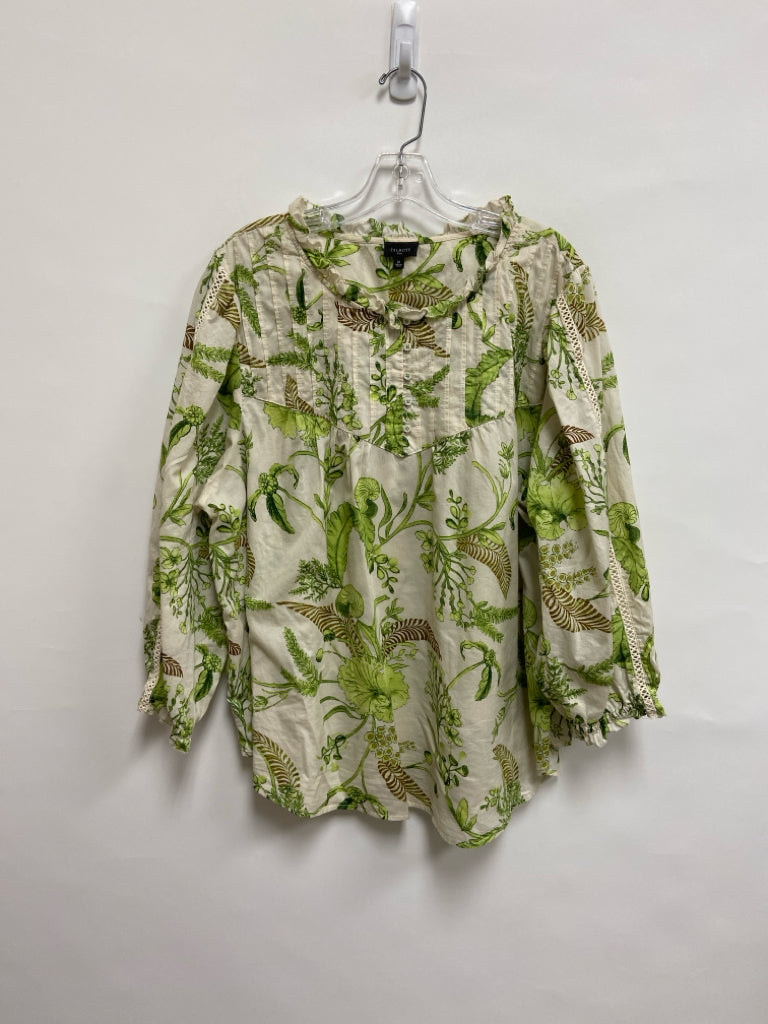 Talbots  SIZE  3X Beige Green/Brown Leaves Plus Size Top