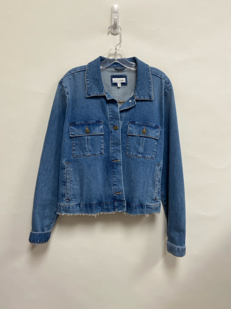 LOFT Size XL Blue Denim Fringe Ladies Jacket