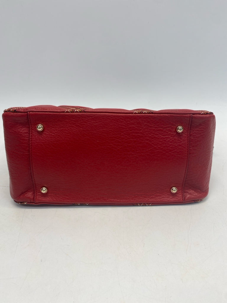 NWT Brahmin Red Black/Gold Plaid Leather Handbag