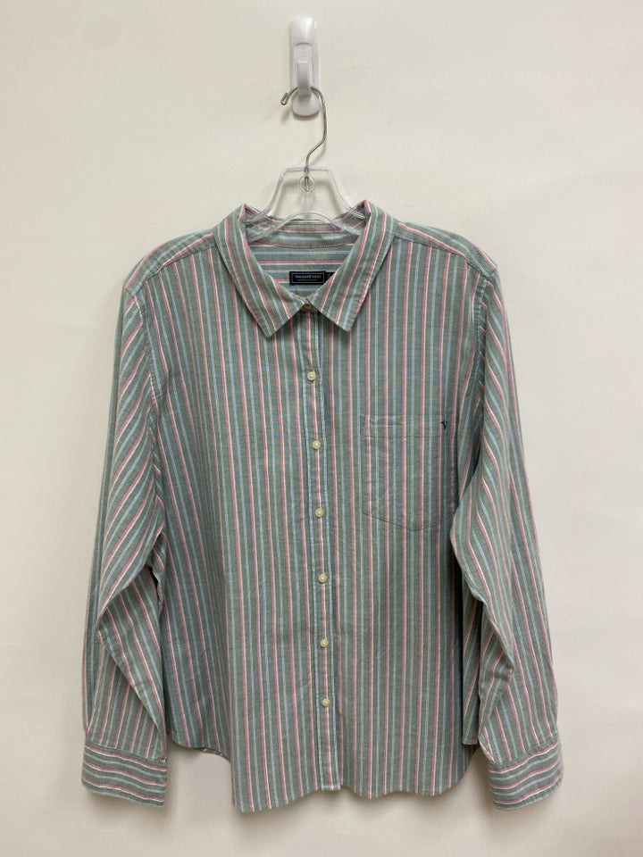 Vineyard Vines  SIZE  18 Sage Pink/Blue Striped Button Up Plus Size Top