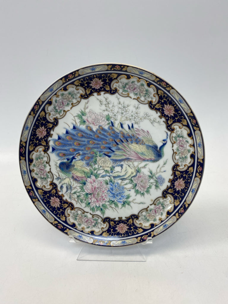 Blue Gold Peacock Decorative Plate
