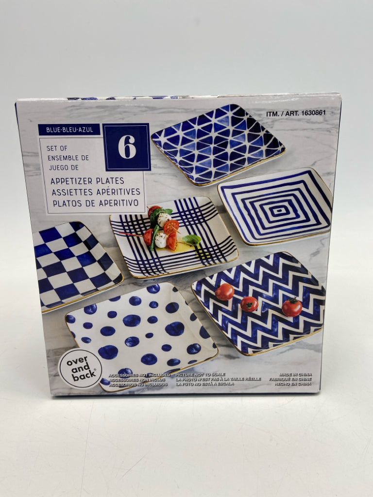 NEW/BOX White Blue Assorted Print Plate (s)