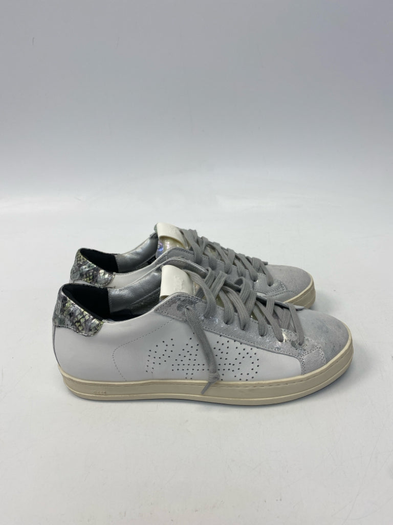 NWOT P448 Jack Gitana Size 38 Silver White Lace-up Sneakers