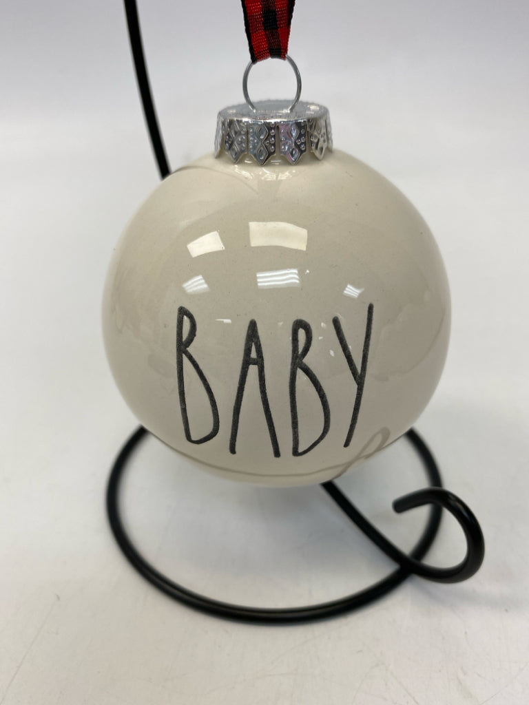 Rae Dunn Cream Black Words Ceramic Ornaments