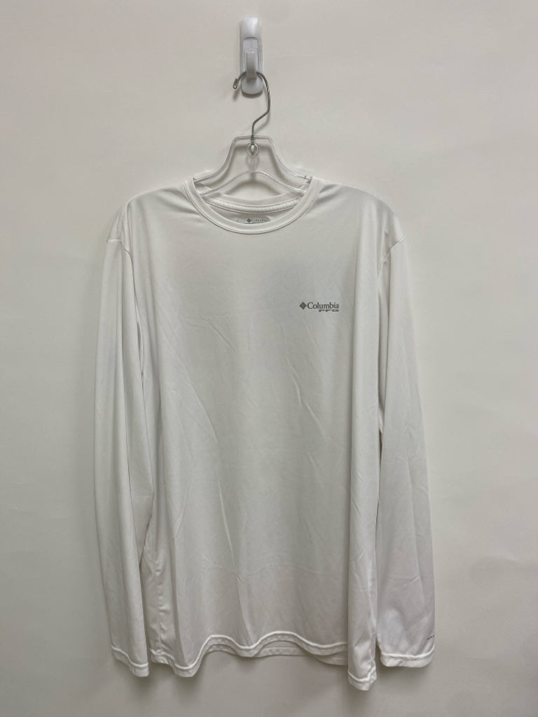 Columbia Size L White Gray Logo Men&