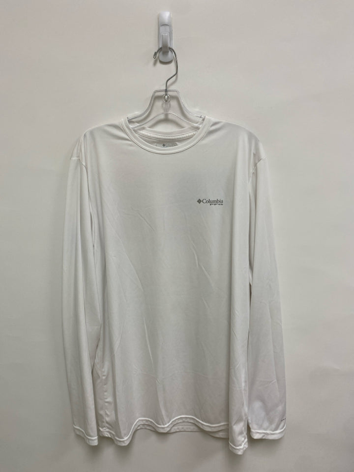 Columbia Size L White Gray Logo Men&