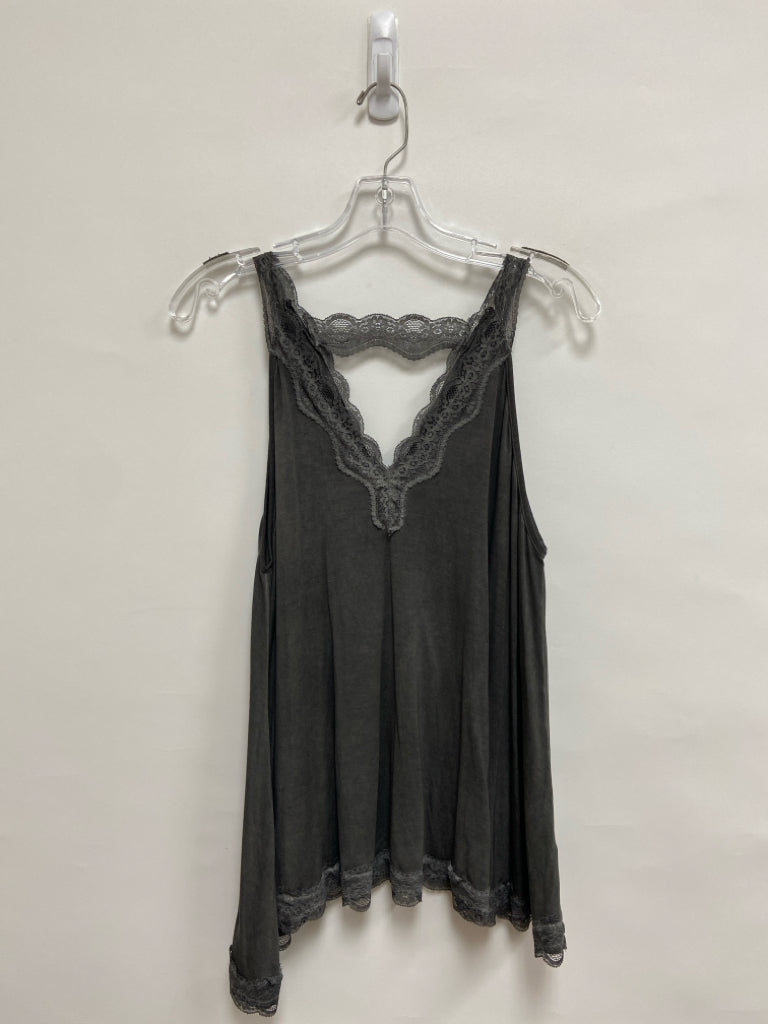 POL Size S Dark Gray Sleeveless Lace Ladies Top