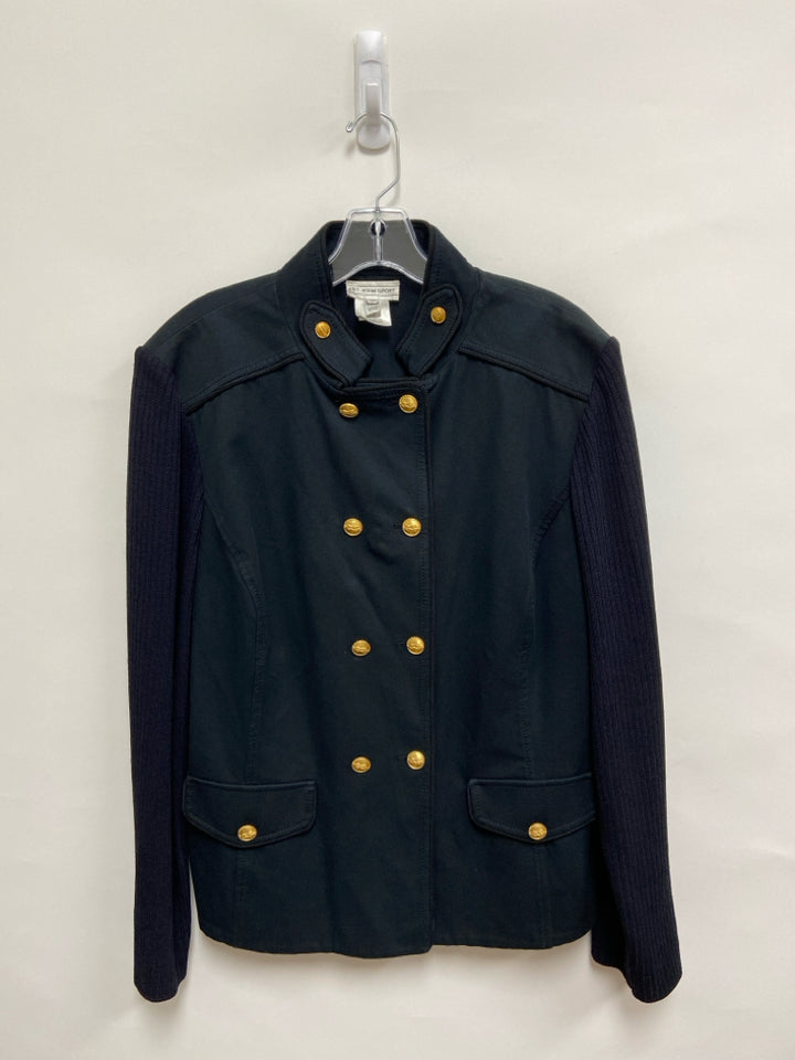 St. John Sport Size XL Black Navy Double-Breasted Wool Blend Ladies Jacket