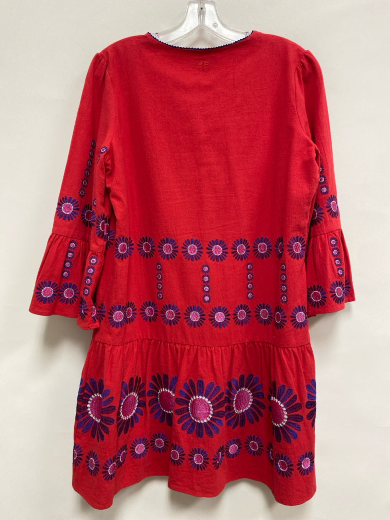 Tyler Boe Size M Red Blue Flowers Embroidered Ladies Top