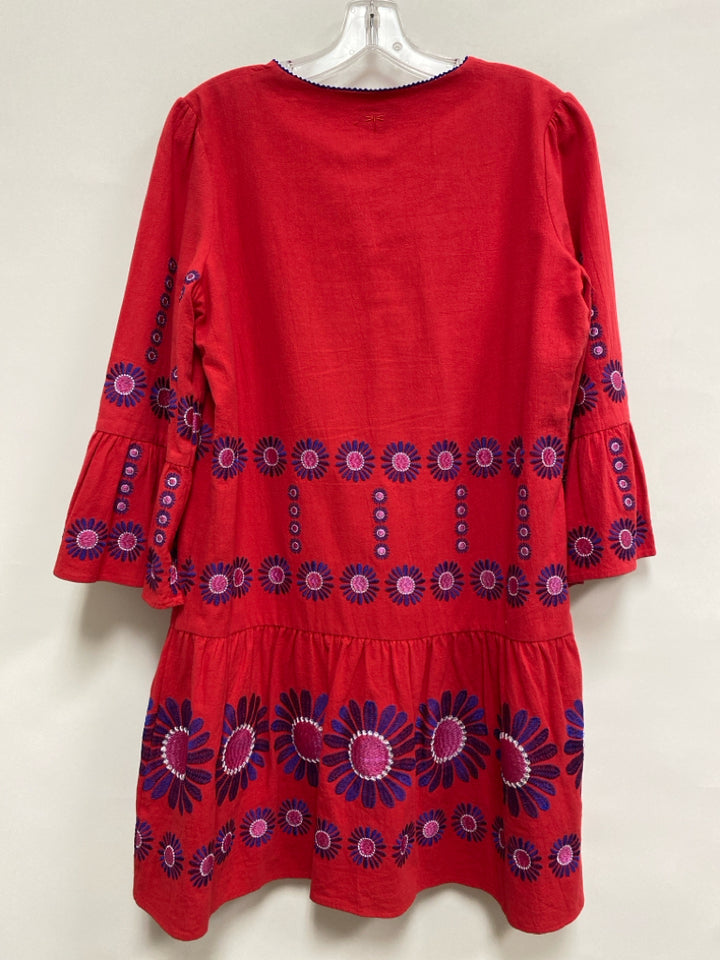 Tyler Boe Size M Red Blue Flowers Embroidered Ladies Top