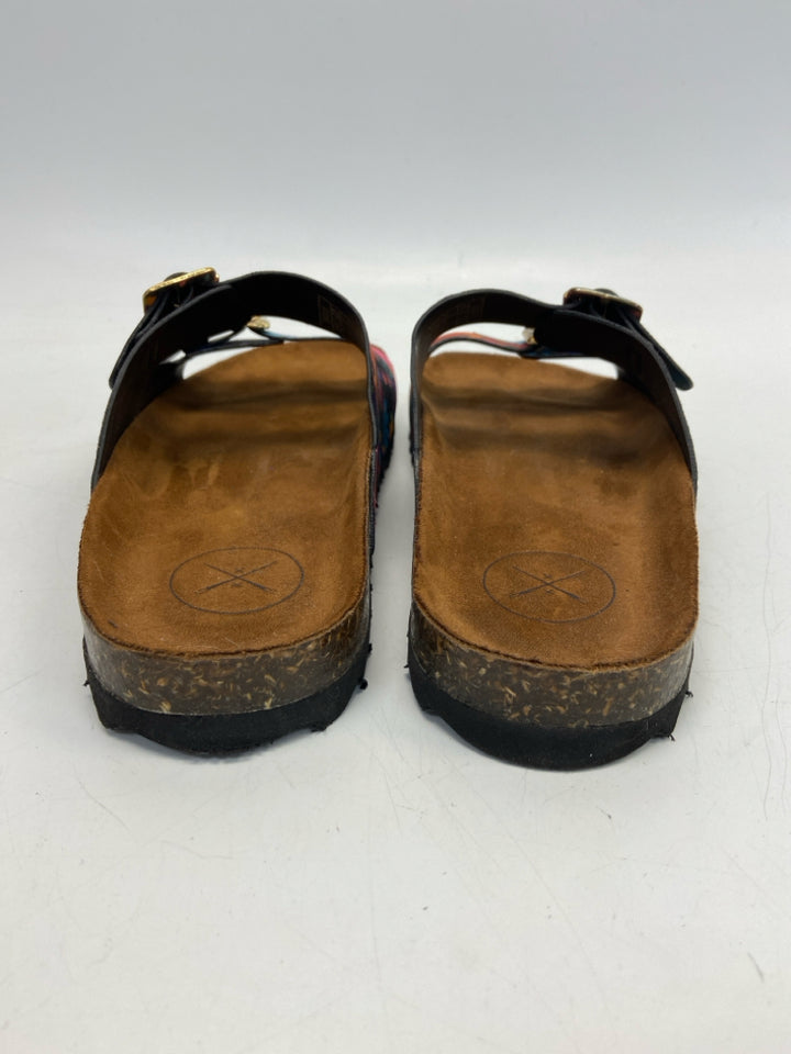 Inkkas  Size 10 Black Multi-Color Flower(s) Sandals