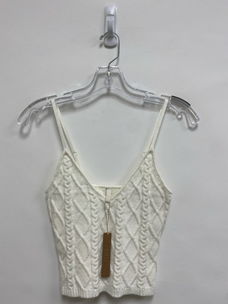 NWT SKIMS Size XS White Cable Knit Sleeveless Ladies Sweater