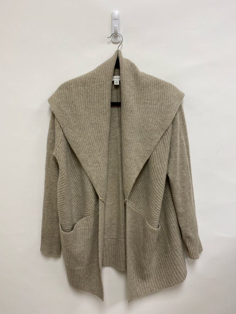 White + Warren Size M Tan Hooded Drape Cashmere Ladies Sweater