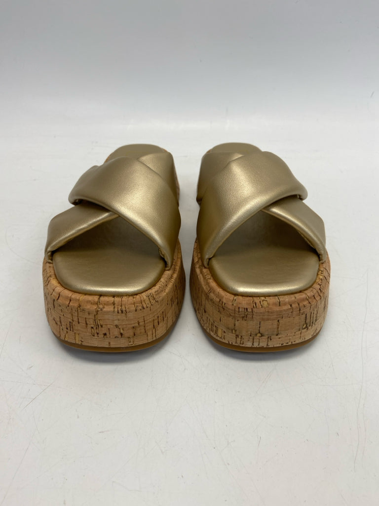NWOT Shu Shop  Size 7.5 Gold Shimmery Sandals