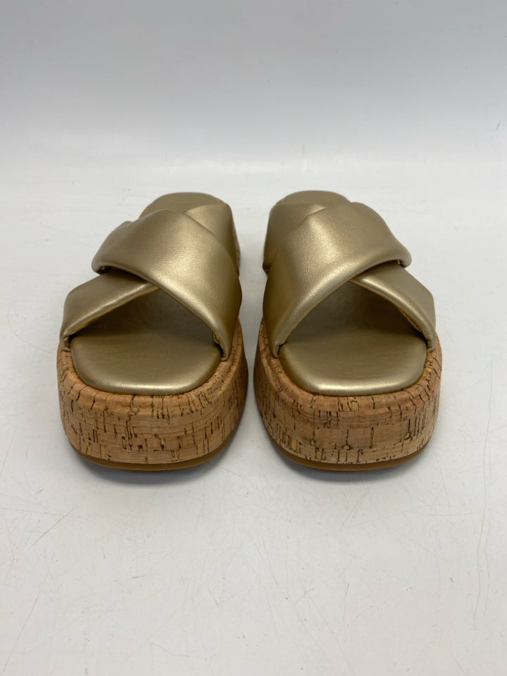 NWOT Shu Shop  Size 7.5 Gold Shimmery Sandals